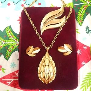 Vintage Alfred Phillipe Trifari Crown Dem Parure Rare Set